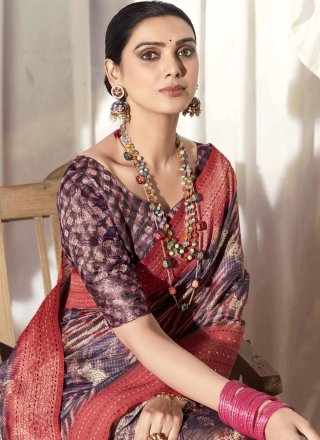 Multi Colour Silk Designer Saree with Woven Work for Women