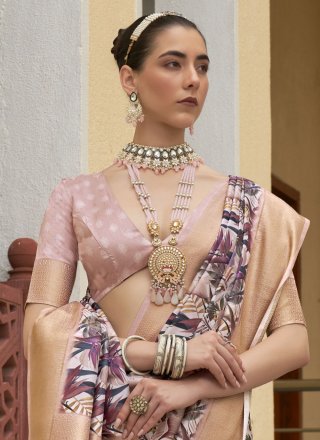 Multi Colour Silk Digital Print Work Trendy Saree
