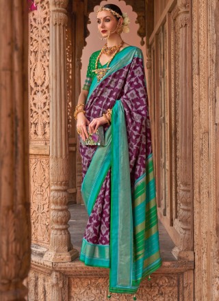 Multi Colour Silk Printed Contemporary Style Saree