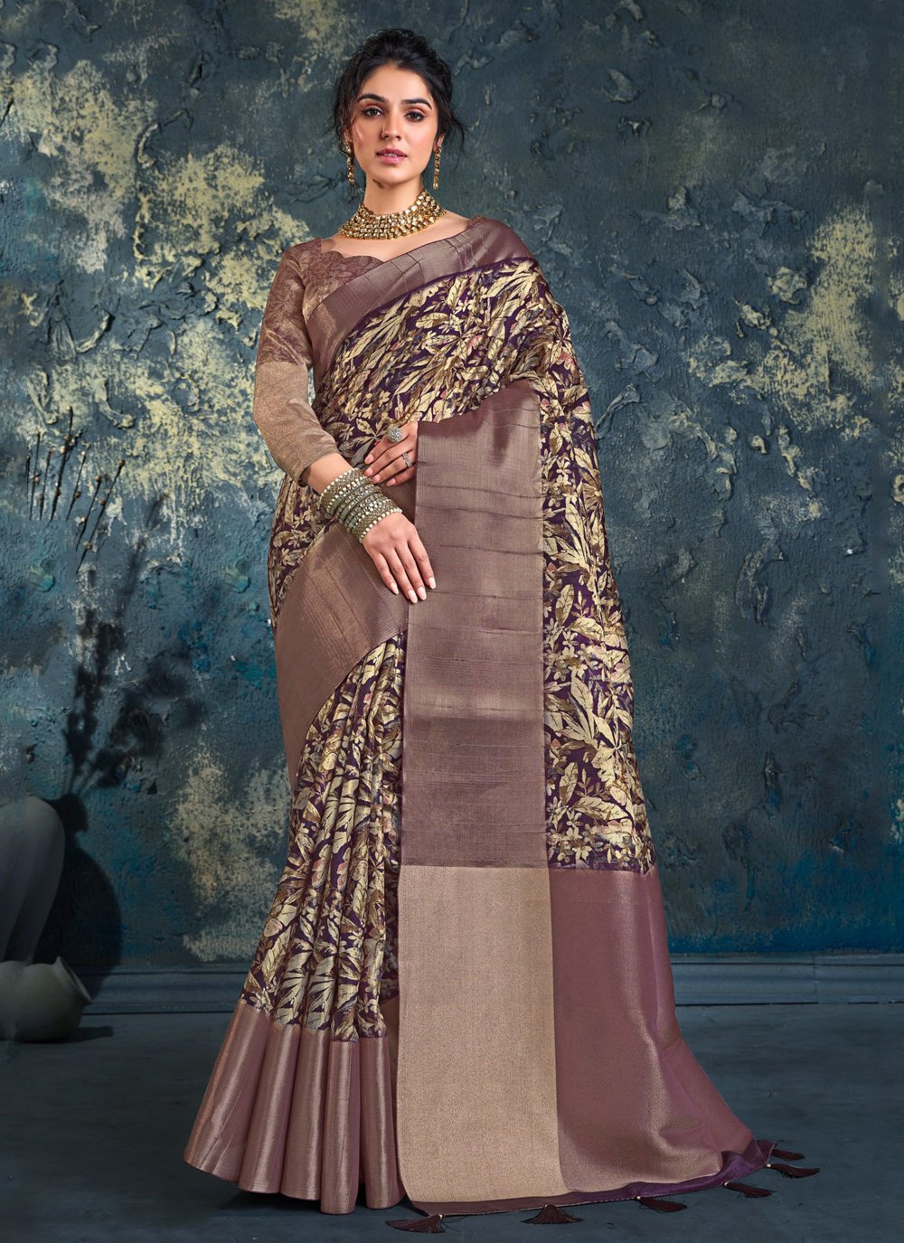 Weaving Work Silk Contemporary Saree In Multi Colour for Ceremonial