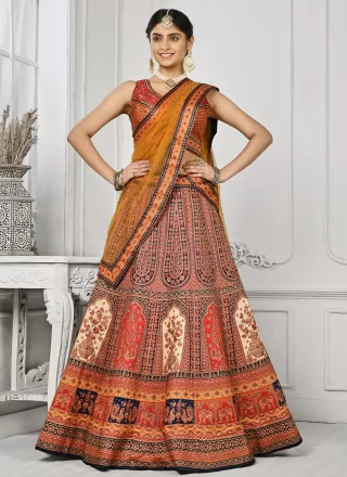 Multi Colour Swarovski Work Satin Silk Lehenga Choli
