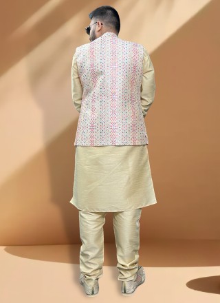 Multi Colour Thread Work Silk Nehru Jackets