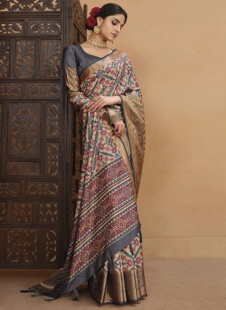 Awesome Multi Colour Tussar Silk Classic Sari