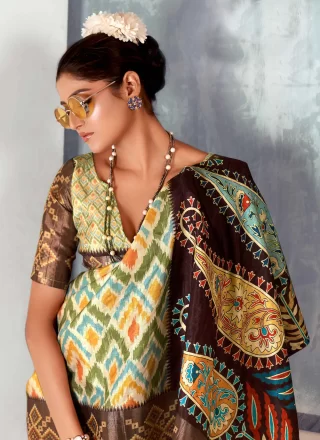 Tussar Silk Classic Saree In Multi Colour