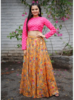 Multi Colour Tussar Silk Readymade Lehenga Choli