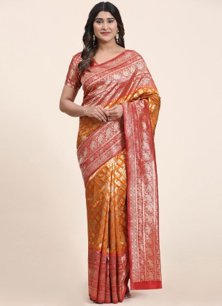 Multi Colour Weaving Ceremonial Contemporary Style Saree