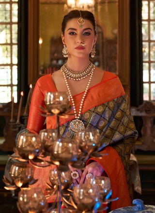 Multi Colour Weaving Kanjivaram Silk Contemporary Saree