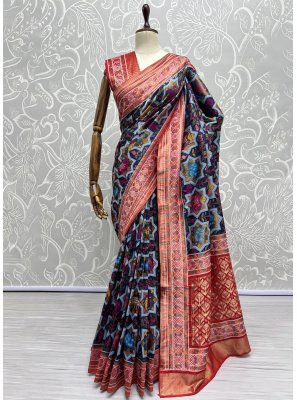 Multi Colour Weaving Silk Contemporary Saree