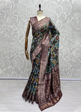 Multi Colour Weaving Silk Contemporary Saree