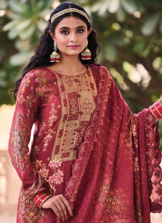 Muslin Maroon Trendy Salwar Suit