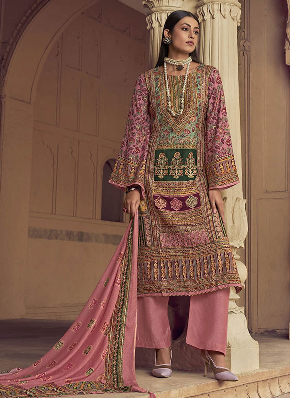 New Suit Design Maroon Color Banarasi Silk Fabric