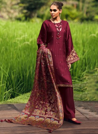 Muslin Pakistani Salwar Suit with Embroidered Work