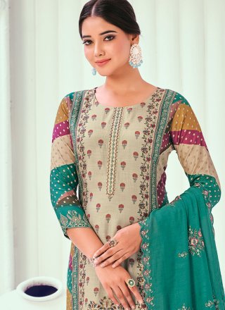 Muslin Salwar Suit In Multi Colour