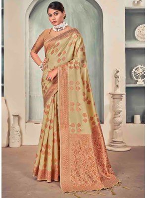 Mustard Banarasi Silk Ceremonial Casual Saree