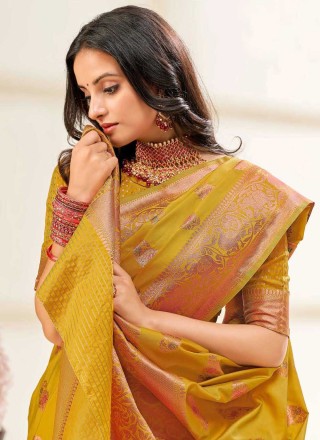Mustard Color Contemporary Saree