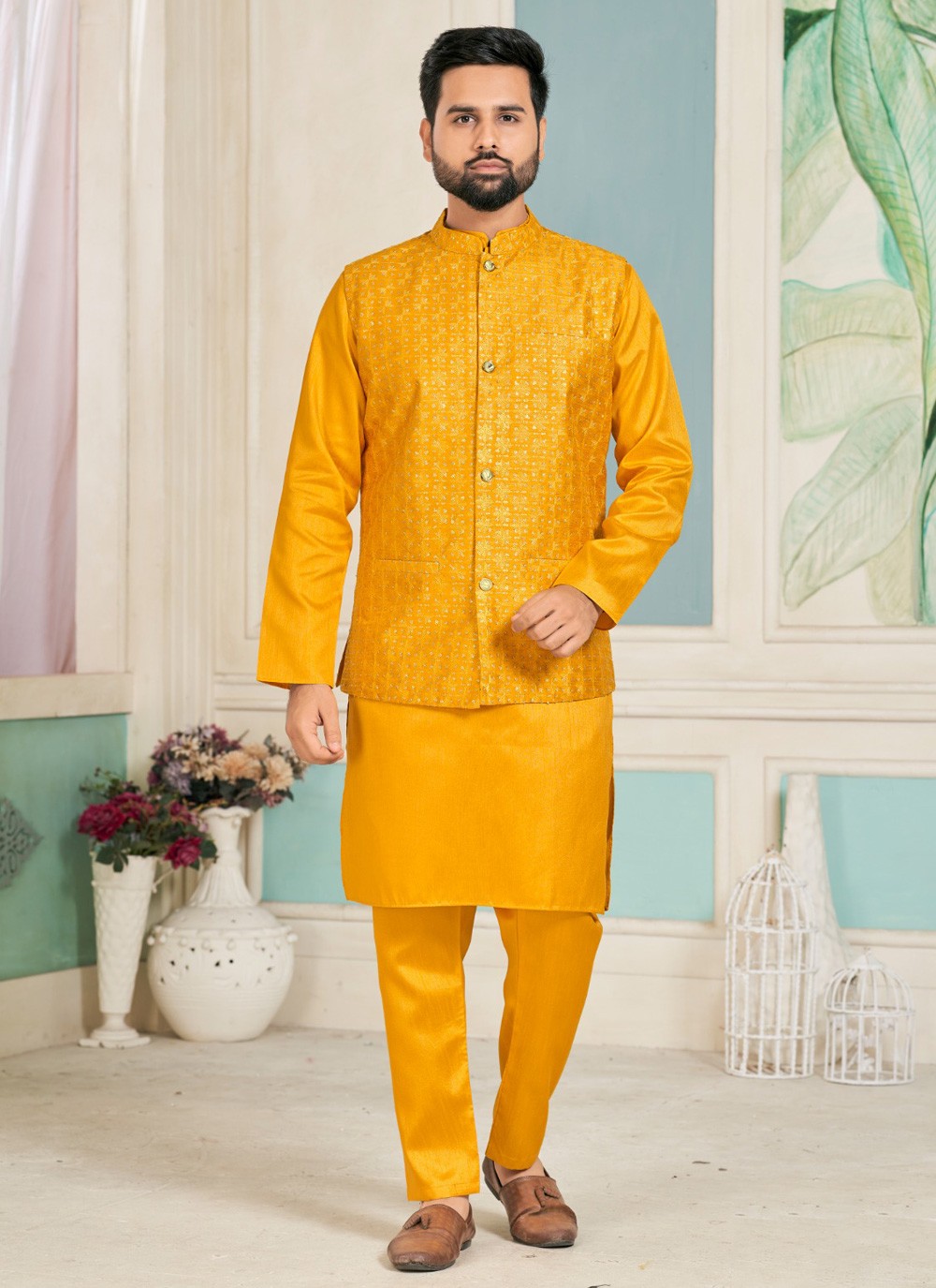 Mehndi kurta best sale for groom