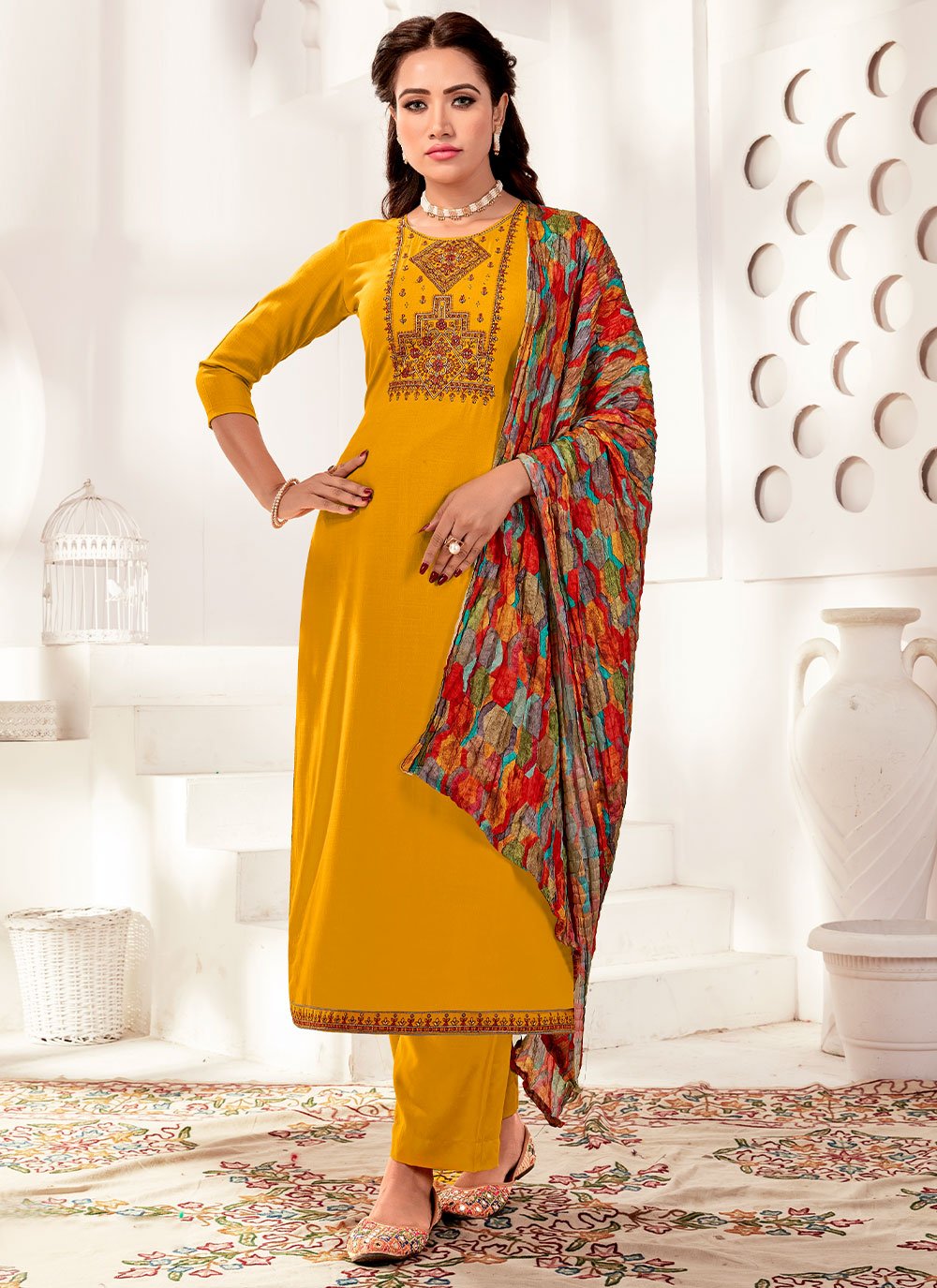Mustard Mehndi Trendy Salwar Kameez buy online