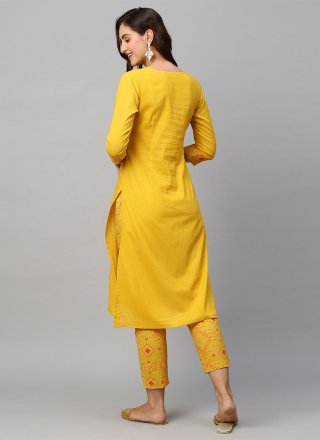 Mustard Printed Designer Kurti