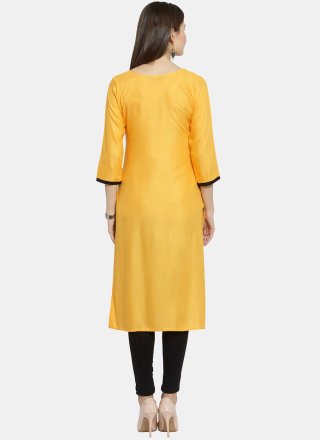 Mustard Rayon Designer Kurti