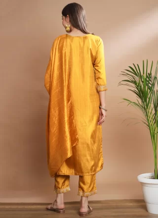 Mustard Silk Blend Pant Style Suit with