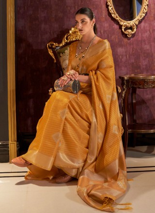 Mustard Wedding Designer Saree