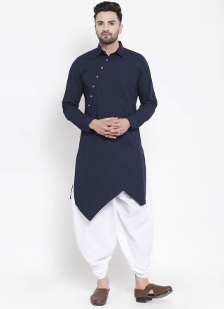 Navy Blue Buttons Ceremonial Indo Western