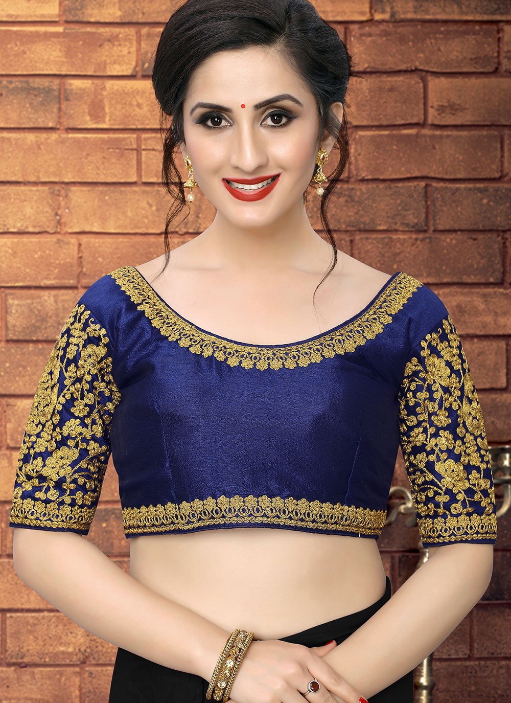 Navy Blue Blouses: Buy Indian Ethnic Navy Blue Saree Blouse Online - Kalki  Fashion