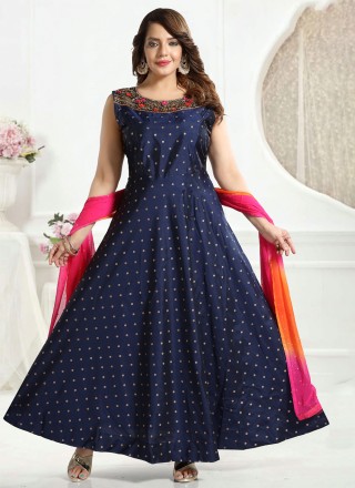 Navy Blue Color Readymade Gown