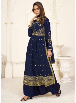 Navy Blue Georgette Palazzo Salwar Suit
