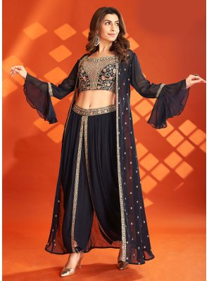 Navy Blue Party Palazzo Salwar Suit