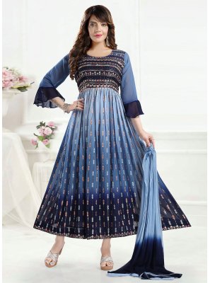 Navy Blue Readymade Gown