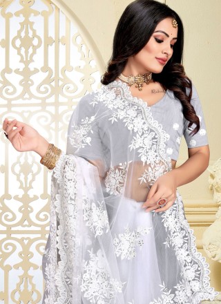 Net Embroidered Classic Saree