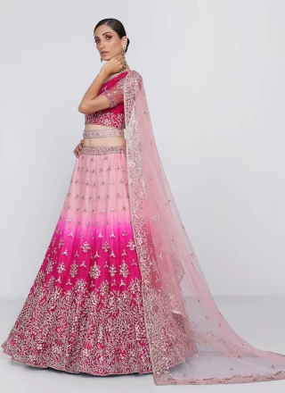 Net Embroidered Pink Trendy Lehenga Choli