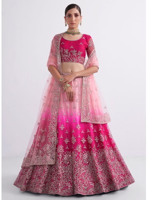 Net Embroidered Pink Trendy Lehenga Choli