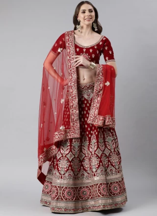 Net Embroidered Red Dupatta