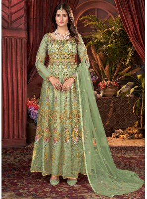 Net Green Long Length Anarkali Salwar Suit