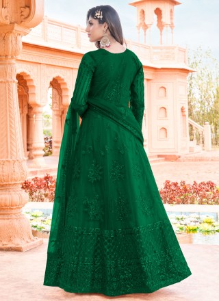 Net Green Long Length Salwar Suit