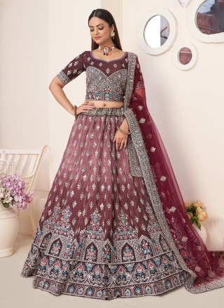 Buy Wedding Party Wear Indian Designer Maroon Lehenga Choli Dupatta for  Girls and Women Custom Stitched Lehenga Blouse Heavy Embroidered Lehenga  Online in India - Etsy