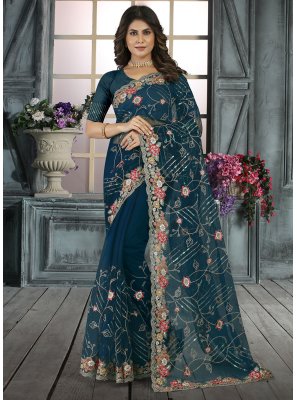 Net Morpeach  Trendy Saree