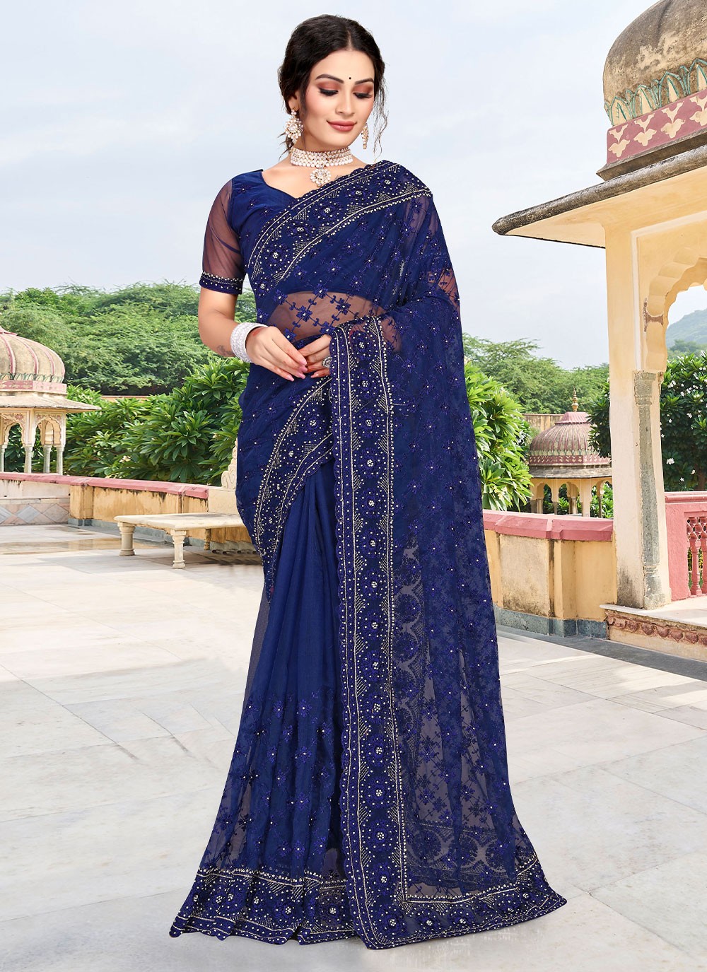 Charming Navy Blue Soft Banarasi Silk Saree With Glowing Blouse Piece –  LajreeDesigner