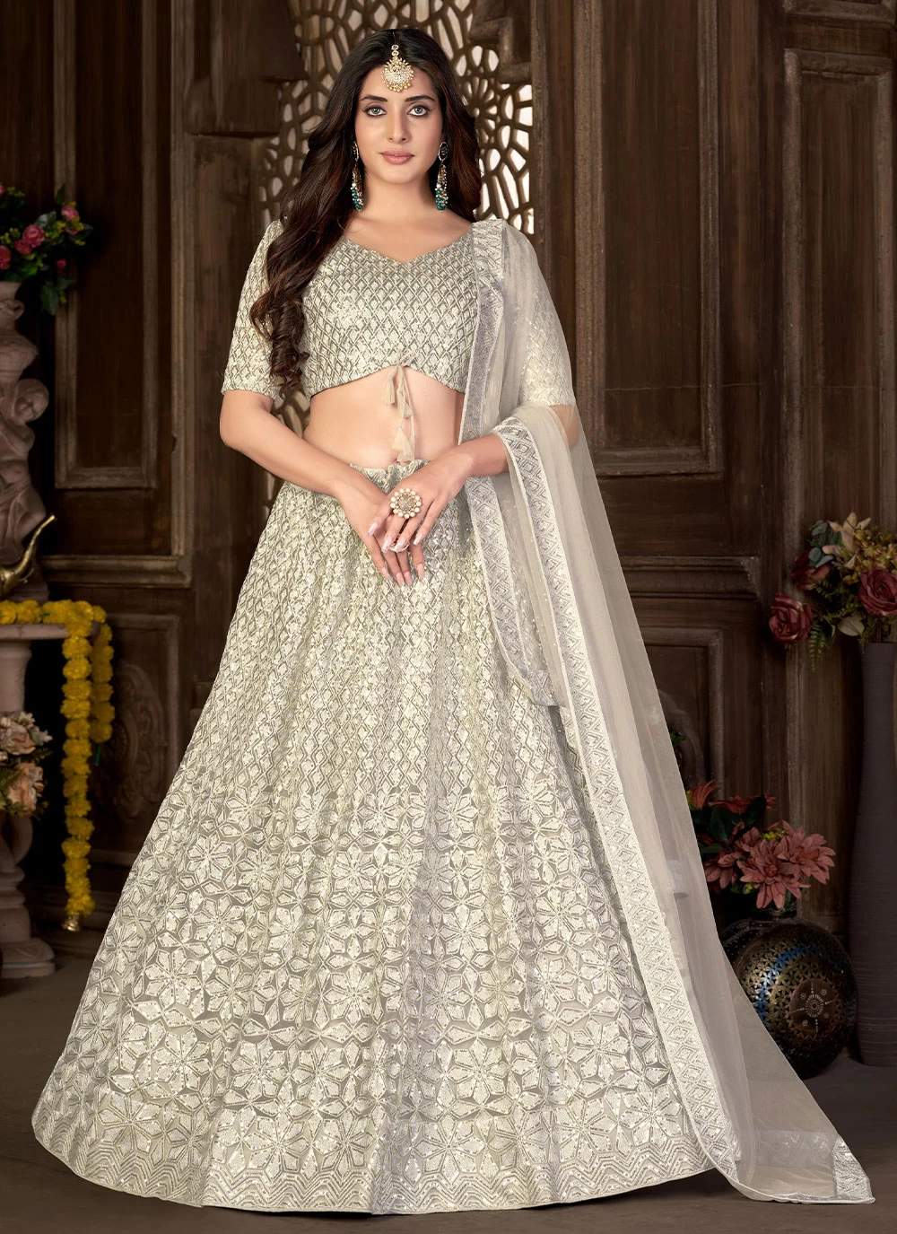 Awesome White Colored Designer Lehenga Choli, Shop wedding lehenga choli  online