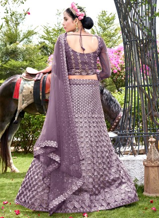 Net Purple Lace Designer Lehenga Choli