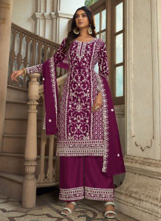 Net Salwar Suit In Purple