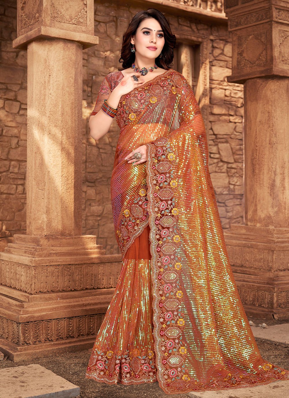 Buy Net Sangeet Saree Online