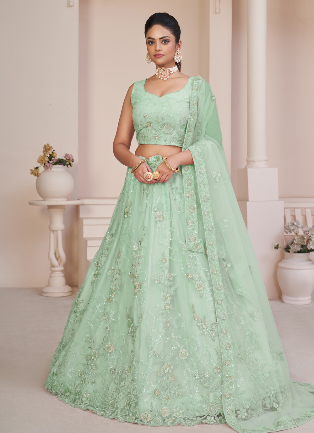 Turquoise lehenga clearance online shopping