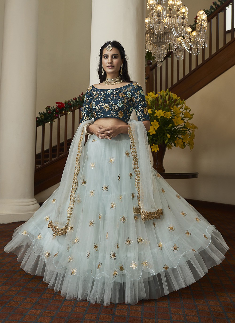 White Printed Lehenga Choli Indian Outfits Designer Lehenga Wedding Lehenga  | eBay