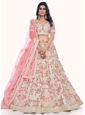 Net Trendy Lehenga Choli in Off White