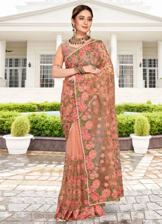 Net Trendy Saree in Peach