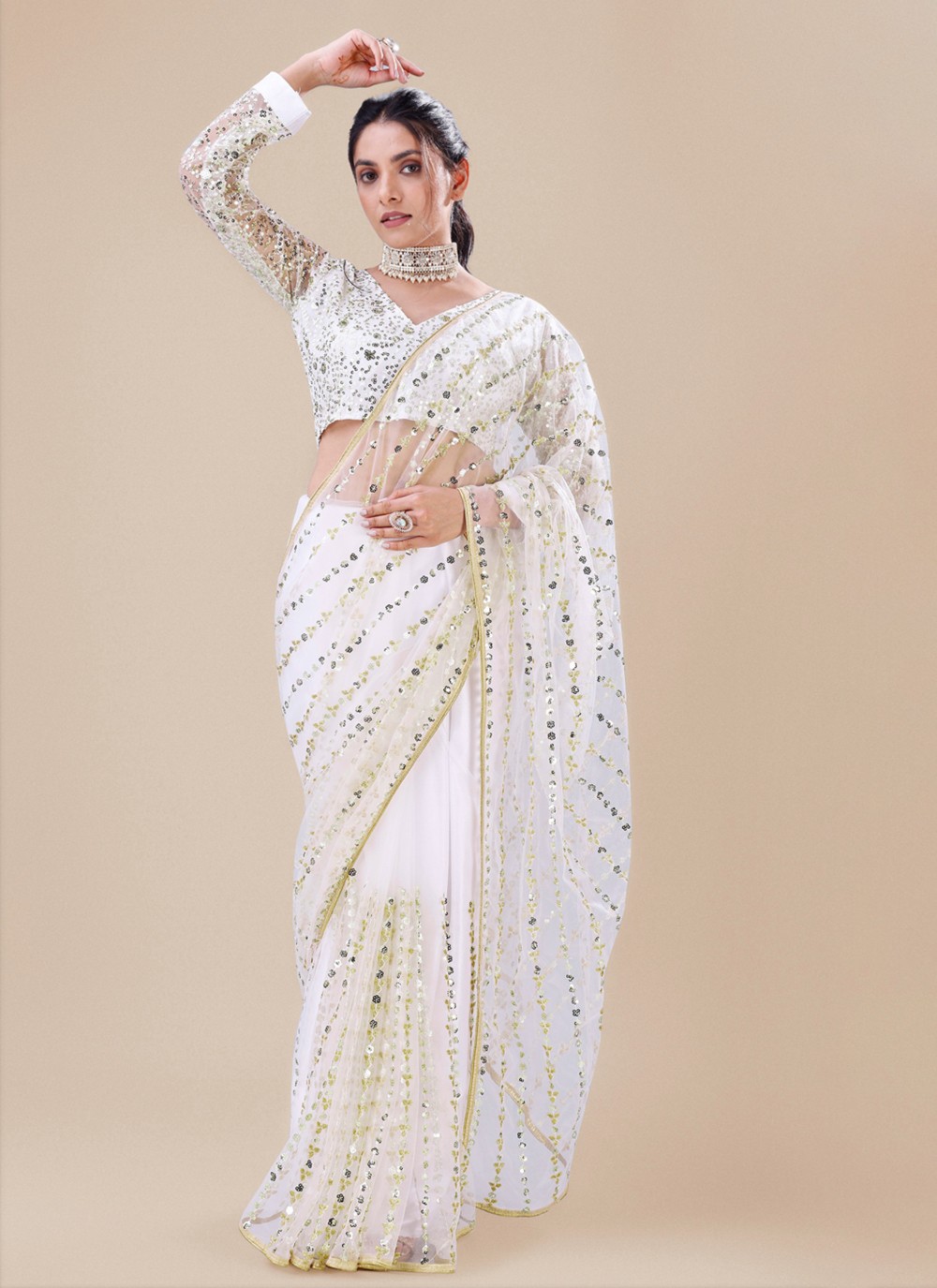 New Designer White Saree for Wedding | Saree new Design for party