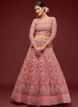 Net Zari Pink Trendy Lehenga Choli